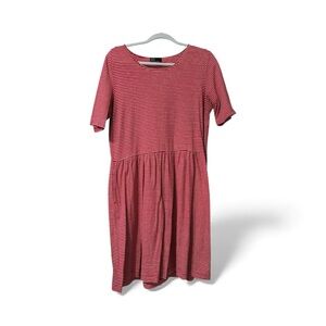 Gap Women’s Red Striped Drop Waist Short Sleeve Casual Dress Size L